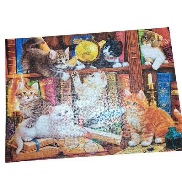 Cra-Z-Art Kodak 1000-Piece Library Mischief Adult Jigsaw Puzzle cat kittens cute - Picture 6 of 12